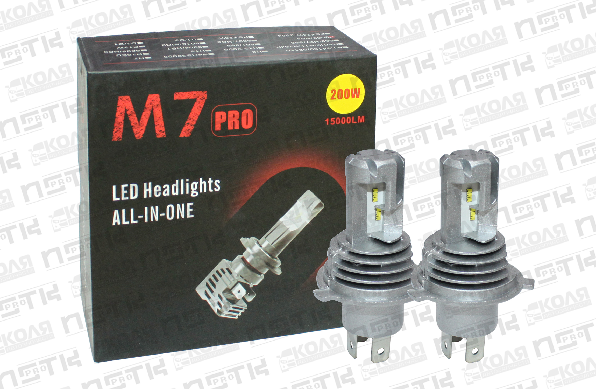 Лампа LED H4 HB2 P43t 200W 1500LM 4SMD 2шт (M7PRO) - 323
