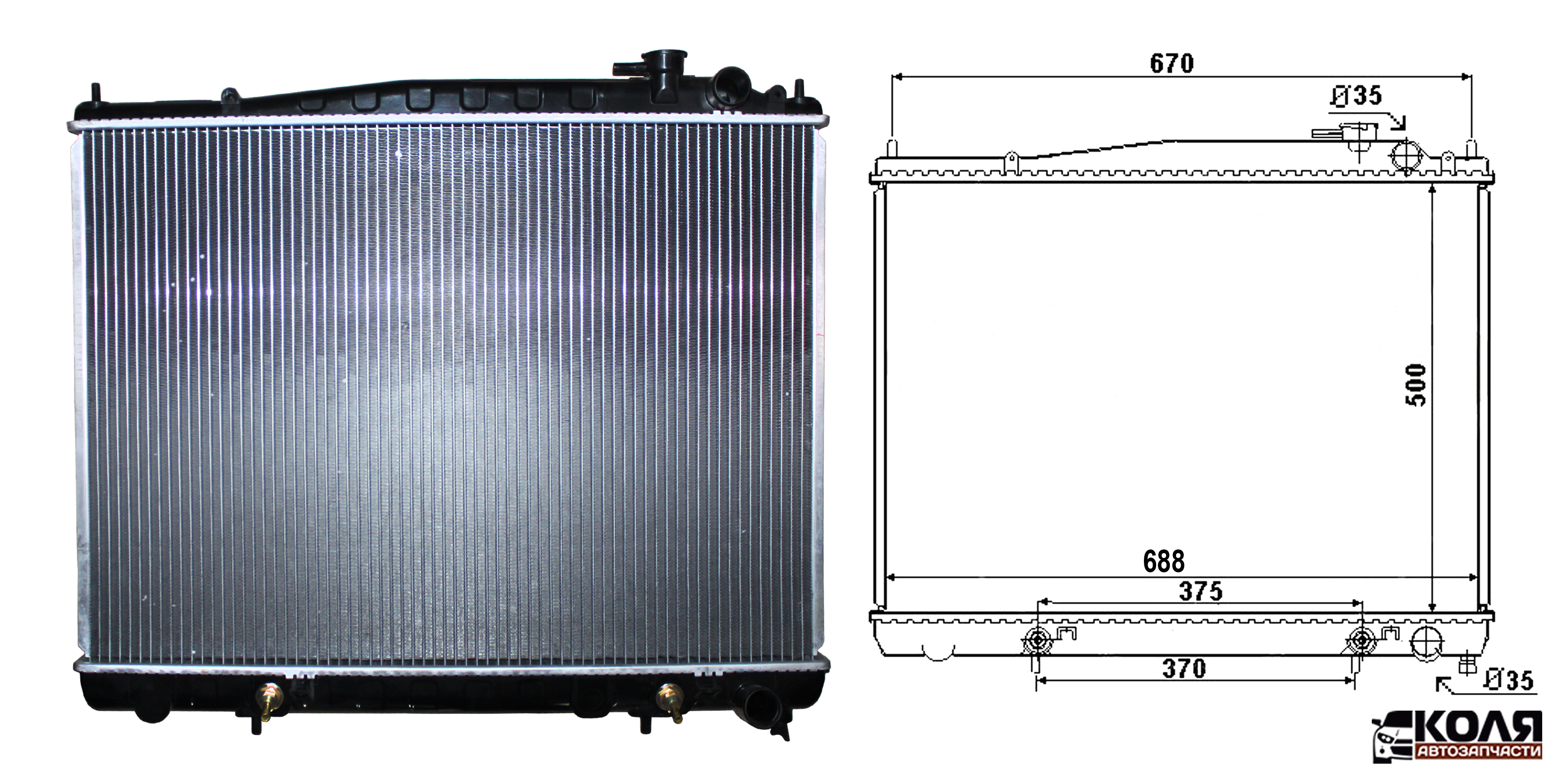 Радиатор охлаждения двигателя Nissan Elgrand E50 Nissan Terrano R50 VG33E 500*688*26 AT (NSTK)