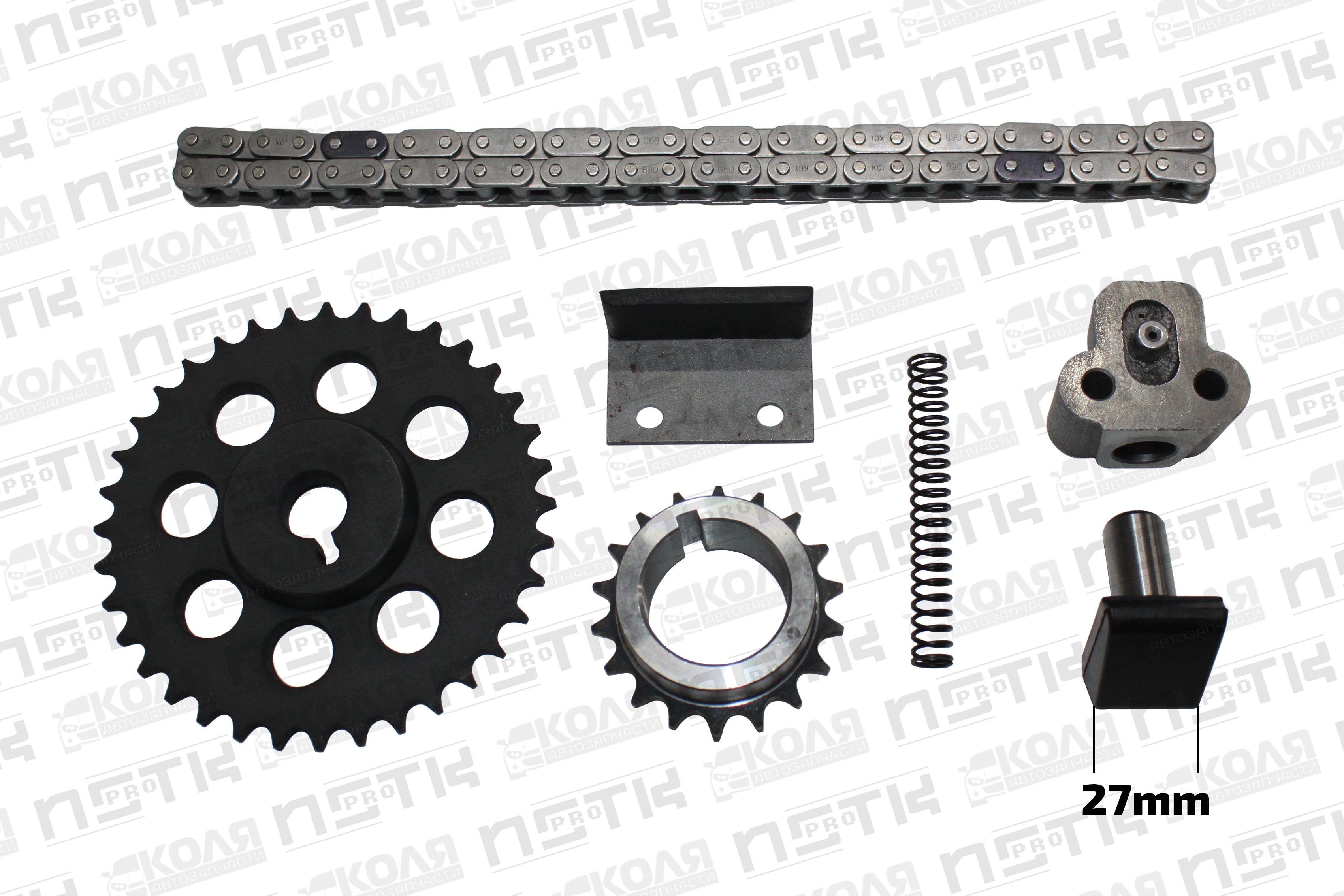 Ремкомплект цепи ГРМ Toyota 5K 1.5 7K 7KE 1.8 56S натяжитель 27mm 0437KIT (JT)
